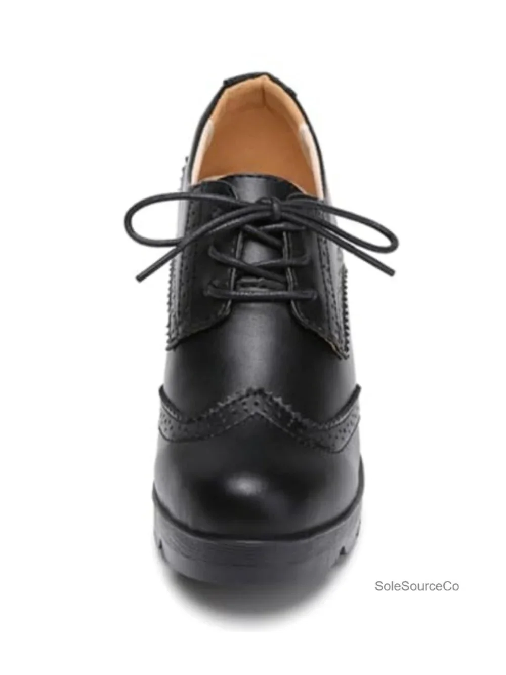 Women's T-Strap Platform Mid-Heel Square Toe Oxfords Dress Shoes Faux Leather